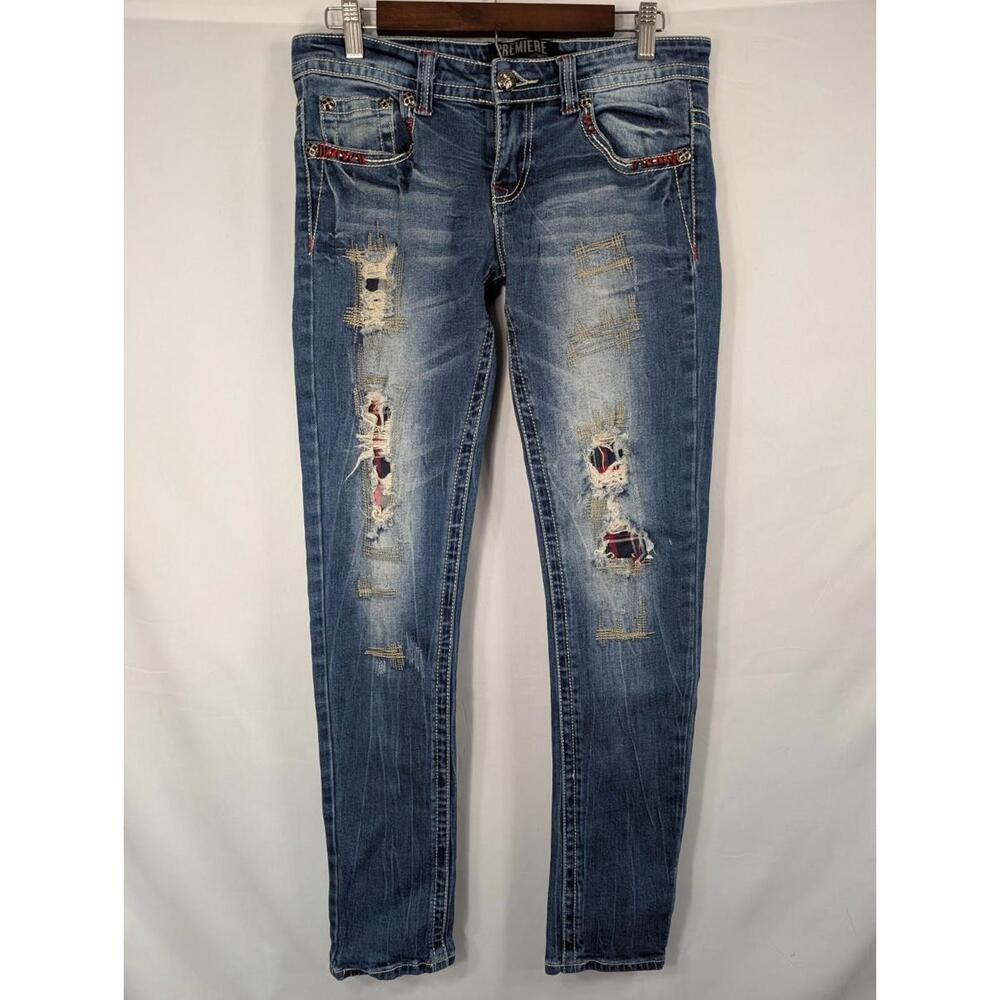 Premiere Denim by rue21 Jeans Distressed Mid Rise Skinny Size 5/6R